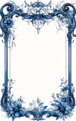 蓝色手绘花纹框