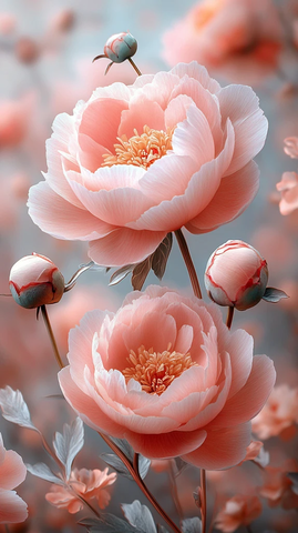 粉色牡丹梦幻背景