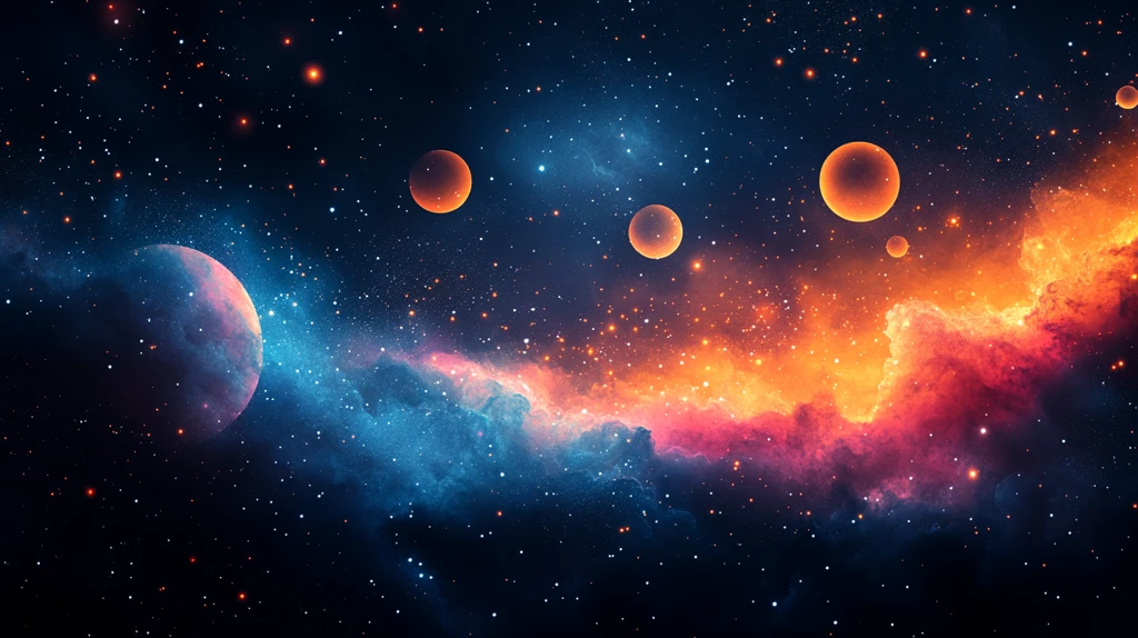 蓝色背景点缀橙粉