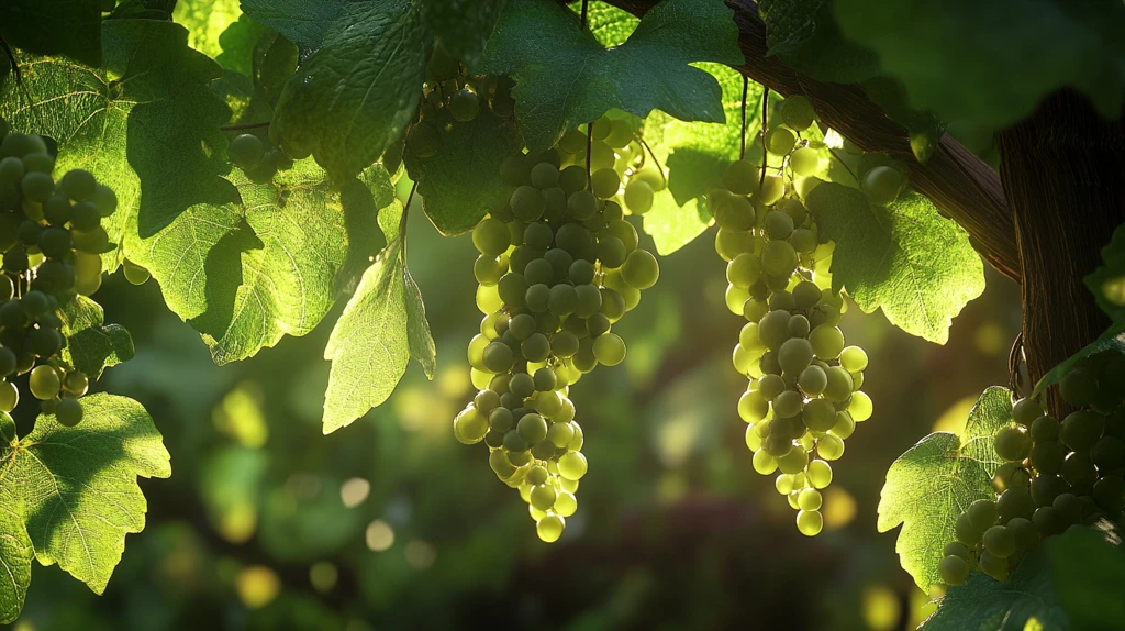 阳光照耀下的葡萄